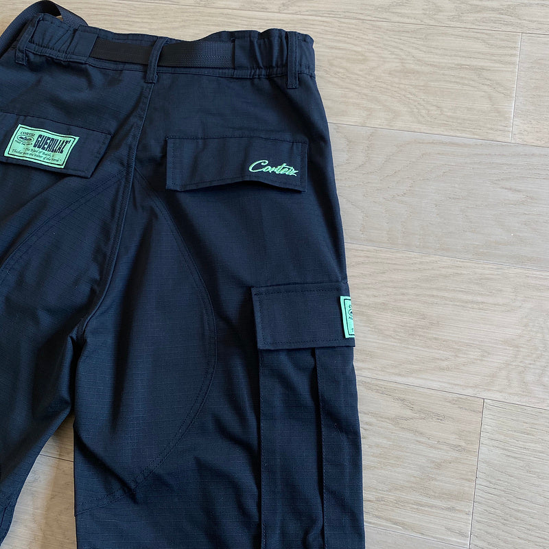 Calça Corteiz Cargo Preto com Verde