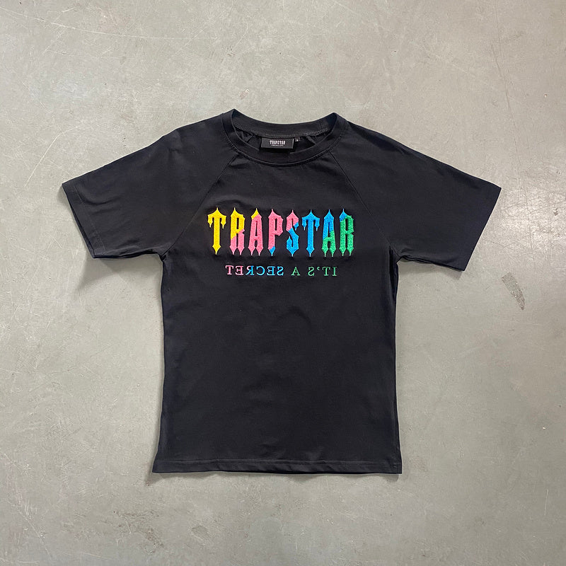 Conjunto Trapstar Verão Cinza Preto com Arco-Íris