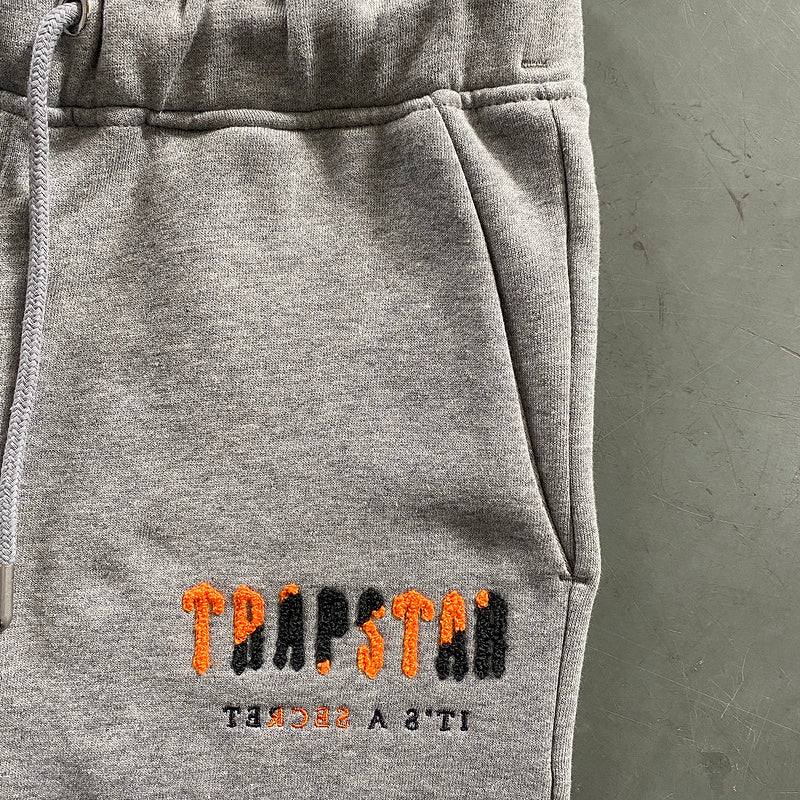 Conjunto Trapstar Verão Cinza Preto com Laranja