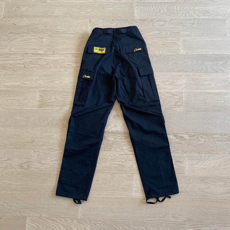 Calça Corteiz Cargo Preto com Amarelo