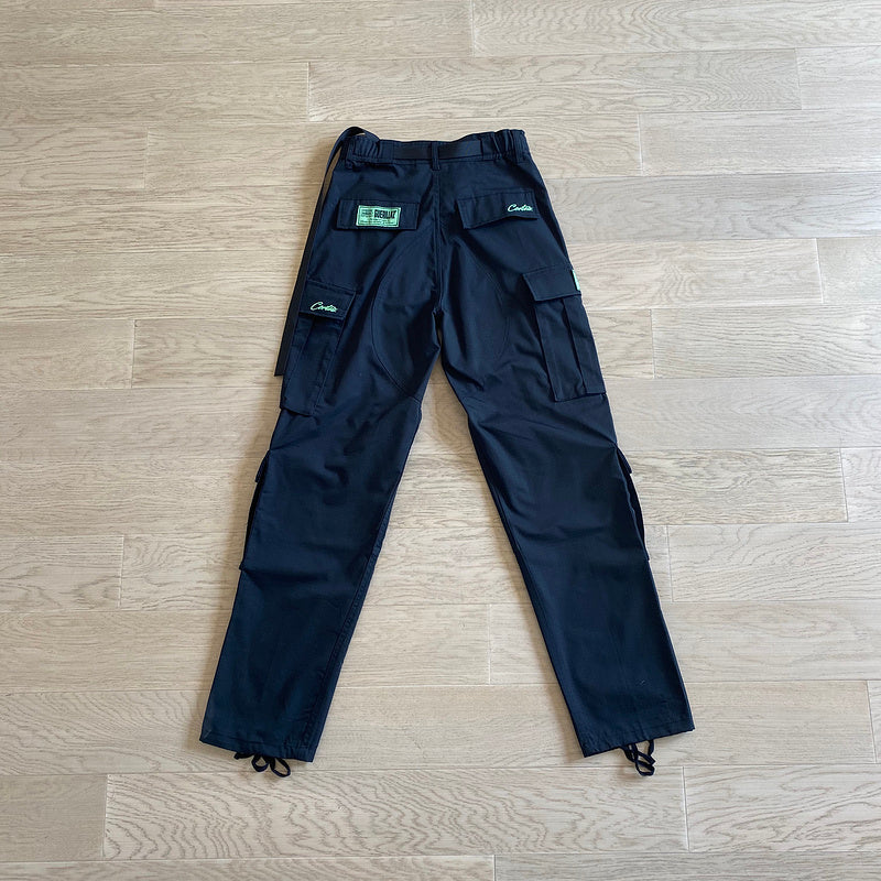 Calça Corteiz Cargo Preto com Verde