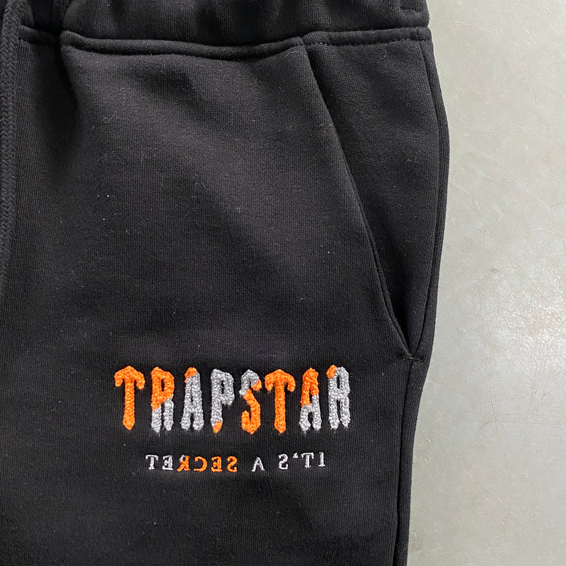 Conjunto Trapstar Verão Cinza Preto com Laranja