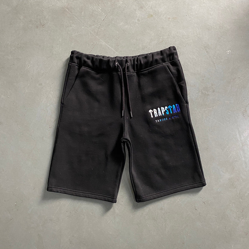 Conjunto Trapstar Verão Cinza Preto Branco com Degrade Azul