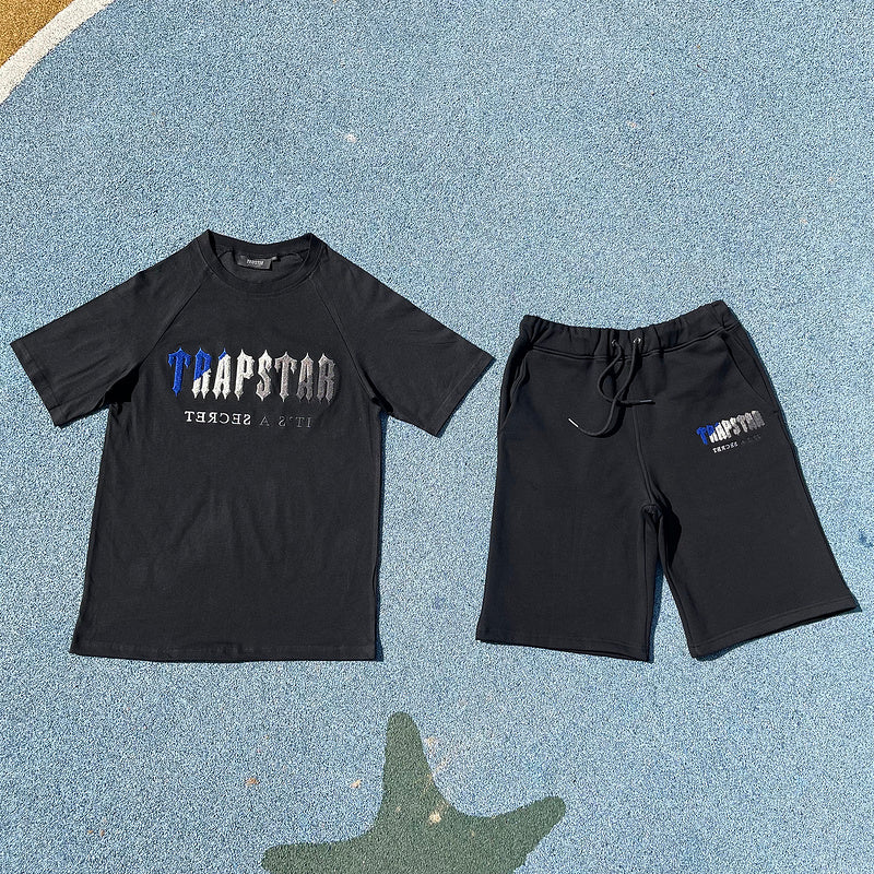 Conjunto Trapstar Verão Cinza Preto com Azul Claro